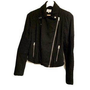 Aritzia Wilfred Black Crepe Ribbed Elbow Moto Jacket Japan Size 2